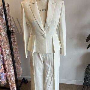 Elegant Cream Blazer and Skirt Set